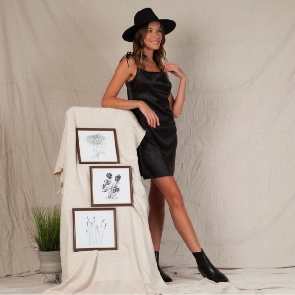 NWT Black Satin Slip Dress - Picture 2 of 4